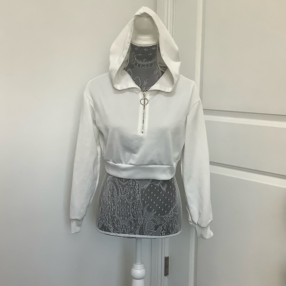 Tops - White Hooded Women's Top, Size S